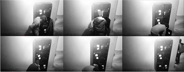 Fotogramas de una persona frente a un locker